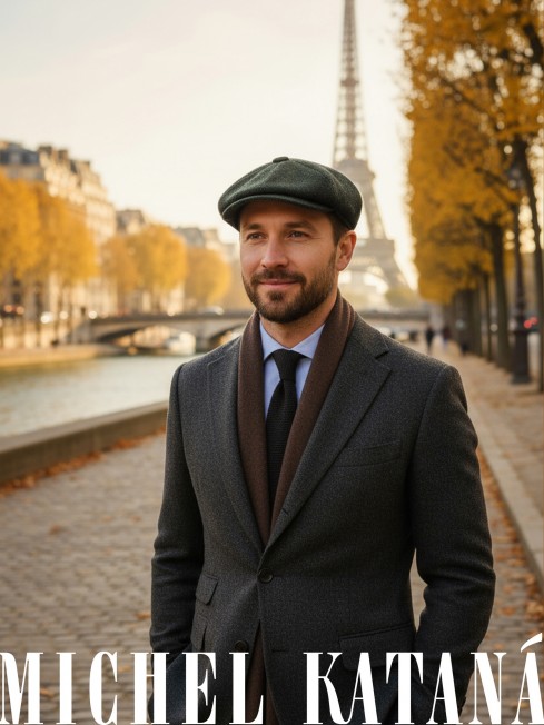 Кепка с козырьком, 8ми-клинка Мужская-Унисекс TWEED EDINBURG MOSS из твида (Плотная Костюмно-Блейзерная ШЕРСТЬ) TWEED.8-EDINBURG/MOSS